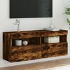 vidaXL TV Wall Cabinet with LED Lights Smoked Oak 100x30x40 cm