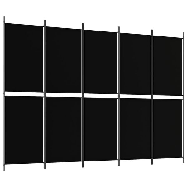vidaXL 5-Panel Room Divider Black 250x180 cm Fabric