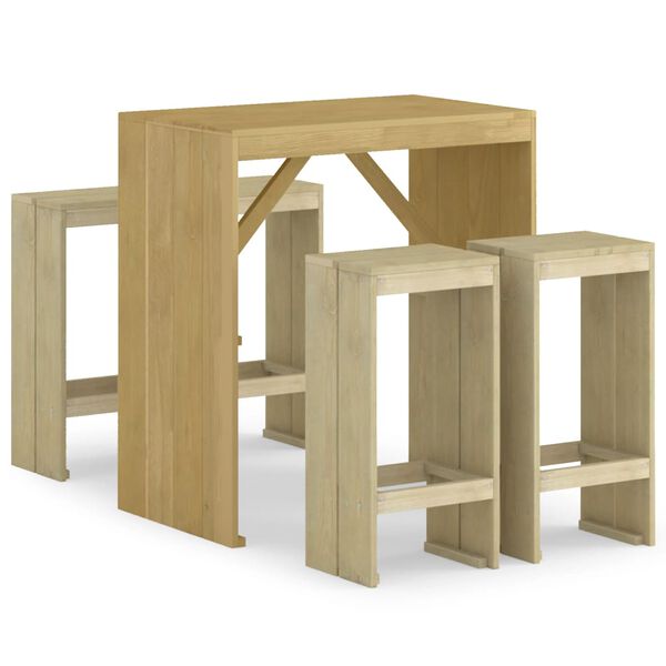 vidaXL 5 Piece Garden Bar Set Impregnated Pinewood