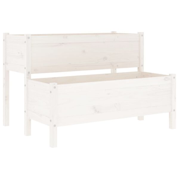 vidaXL Planter White 110x84x75 cm Solid Wood Pine
