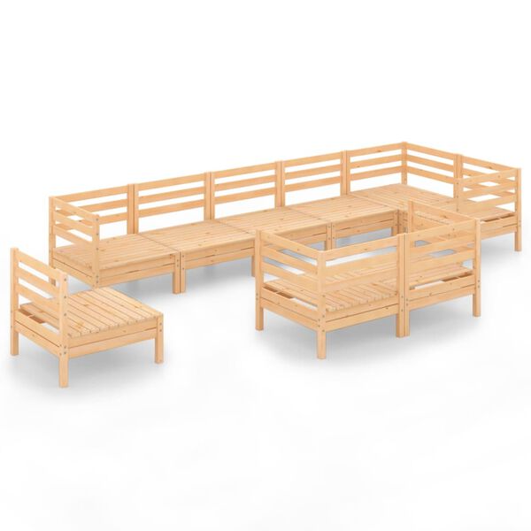 vidaXL 9 Piece Garden Lounge Set Solid Wood Pine