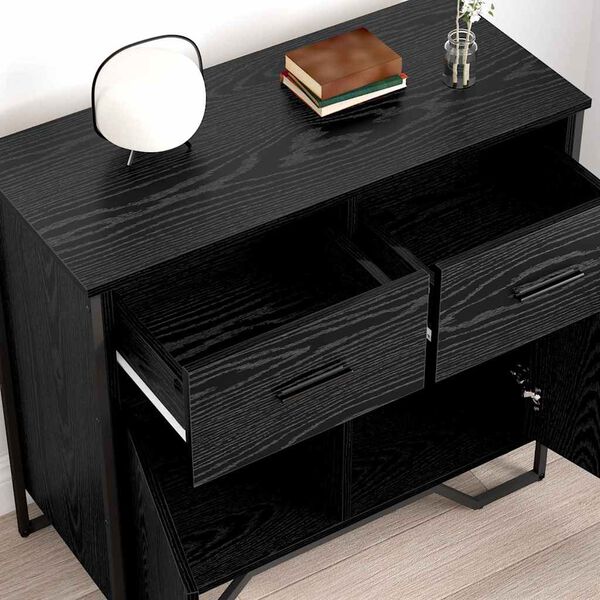 vidaXL Sideboard with Drawer Black Oak 79.5 x 35.5 x 74.5 cm