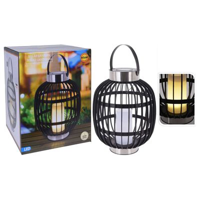 ProGarden Outdoor LED Solar Lantern with Candle Black 35 cm