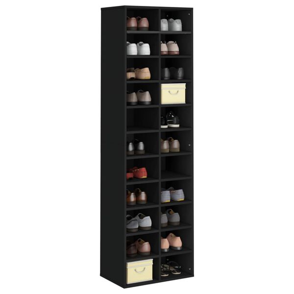 vidaXL Shoe Cabinet Black 54x34x183 cm Engineered Wood