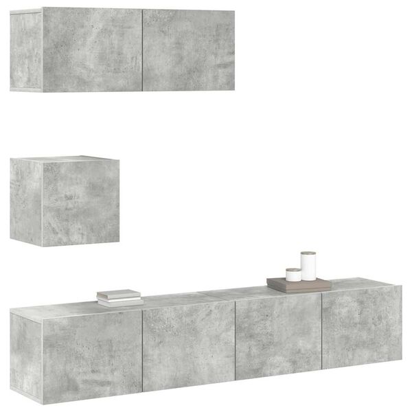vidaXL 4 Piece TV Cabinet Set Concrete Grey Engineered Wood