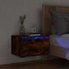 vidaXL Wall-mounted Bedside Cabinet with LED Lights Smoked Oak