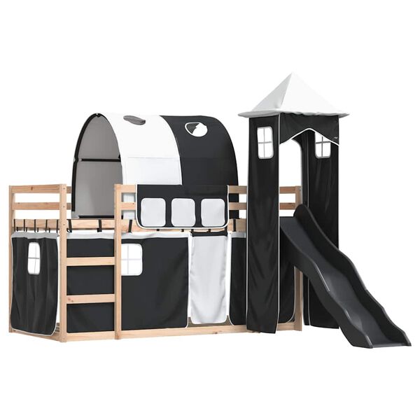 vidaXL Bunk Bed without Mattress with Slide White and Black 90x200 cm