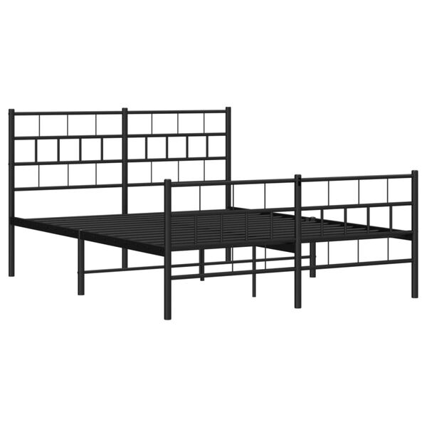 vidaXL Metal Bed Frame without Mattress with Footboard Black 160x200cm