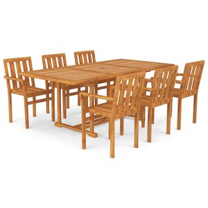 vidaXL 7 Piece Garden Dining Set Solid Teak Wood