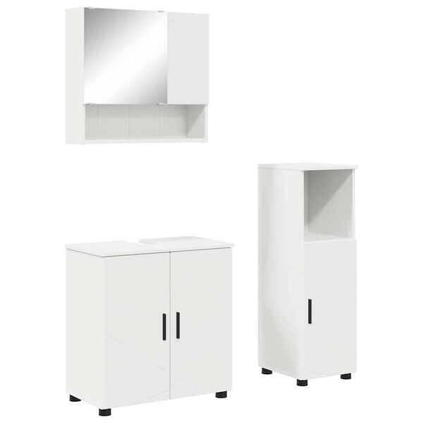 vidaXL Bathroom Furniture Set 3 pcs White Engineered wood & Metal