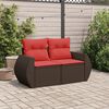 vidaXL Garden Sofa with Cushions 2-Seater Brown Poly Rattan