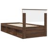 vidaXL Bed Frame with Headboard Brown Oak 90 x 200 cm Solid Pine Wood