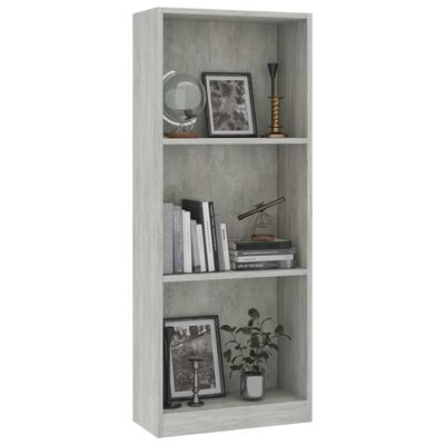 vidaXL 3-Tier Book Cabinet Concrete Grey 40x24x108 cm Engineered Wood