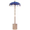 vidaXL Parasol with Base Blue 95 x 95 x 260 cm Cotton and Wood