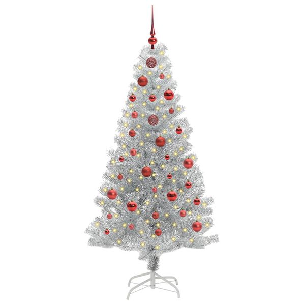 vidaXL Christmas Tree with 150 LEDs with Stand Silver 150 cm PET