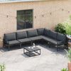 vidaXL Garden Sofa Set with Cushion 7 pcs Black Steel