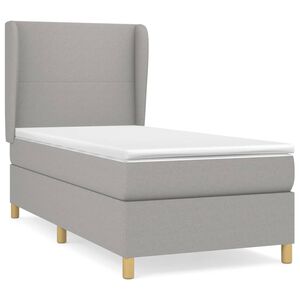 vidaXL Box Spring Bed with Mattress Light Grey 80x200 cm Fabric