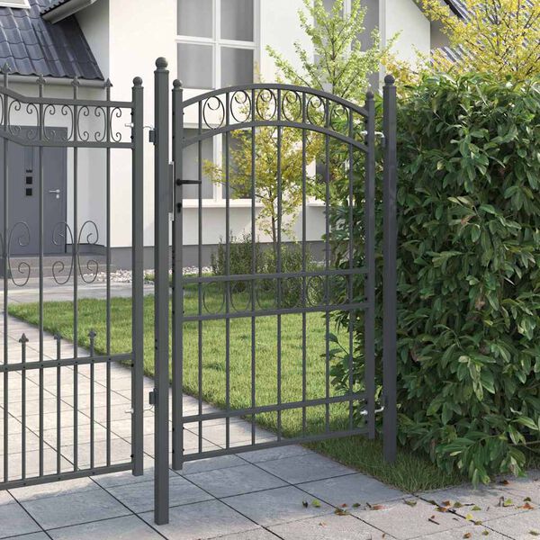 vidaXL Fence Gate with Lock Grey 200 x 100 cm Powder-coated steel