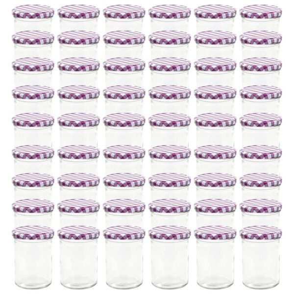 vidaXL Glass Jam Jars with White and Purple Lid 48 pcs 400 ml