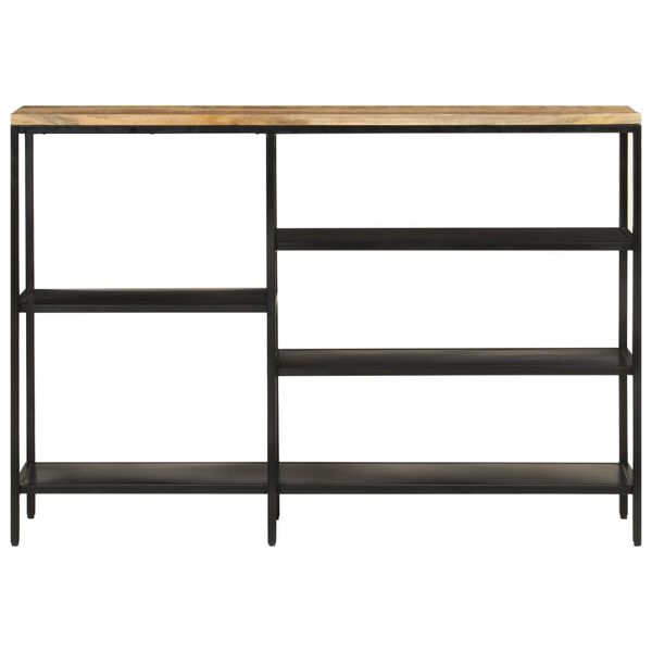 vidaXL Console Table 110x30x75 cm Solid Rough Mango Wood and Iron