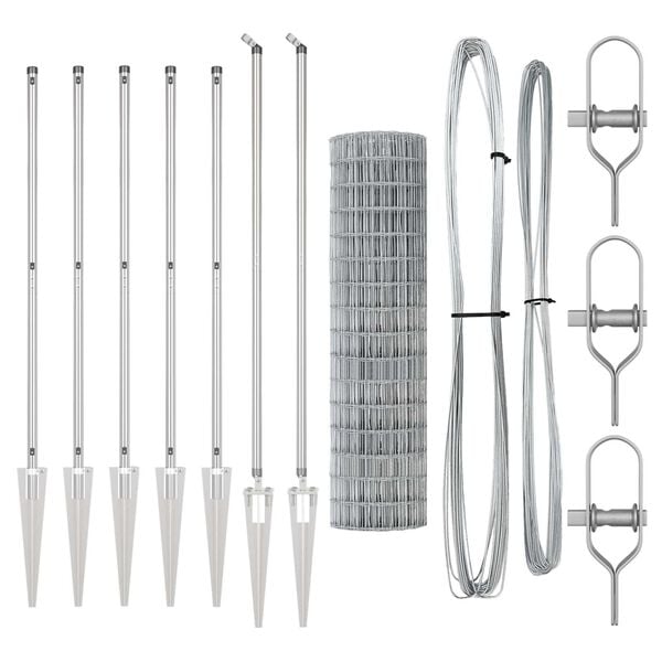 vidaXL Fence with Post Silver 1.4 x 10 m Steel