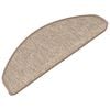 vidaXL Stair Mats 15 pcs 65x21x4 cm Light Brown Half Round Large