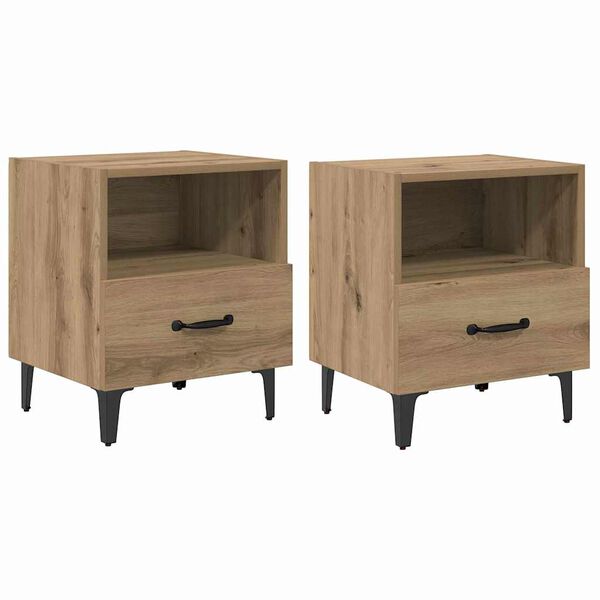 vidaXL Bedside Cabinet with Drawer 2 pcs Artisan Oak 40 x 35 x 47.5 cm