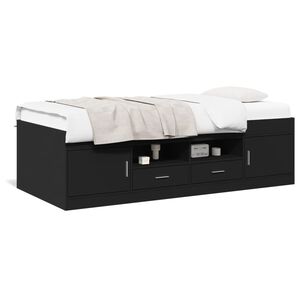 vidaXL Daybed with Drawers without Mattress Black 90x190 cm Single