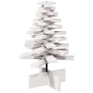 vidaXL Wooden Christmas Tree for Decoration White 60cm Solid Wood Pine