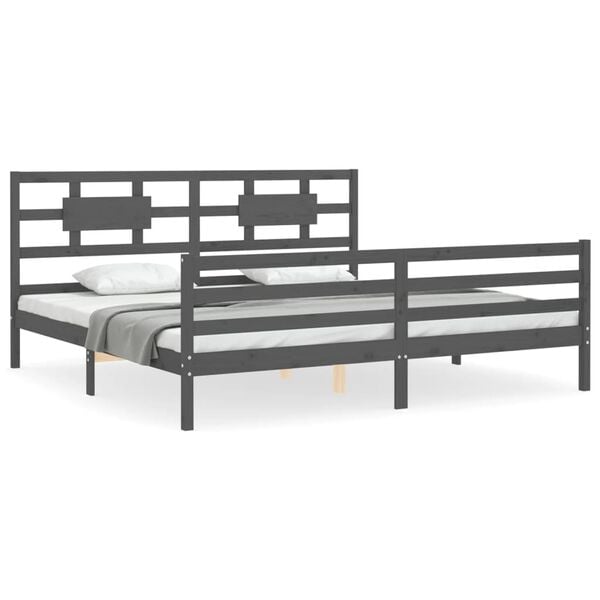 vidaXL Bed Frame without Mattress Grey 200x200 cm Solid Wood