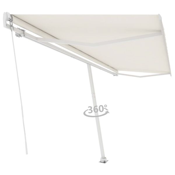 vidaXL Freestanding Manual Retractable Awning 500x300 cm Cream