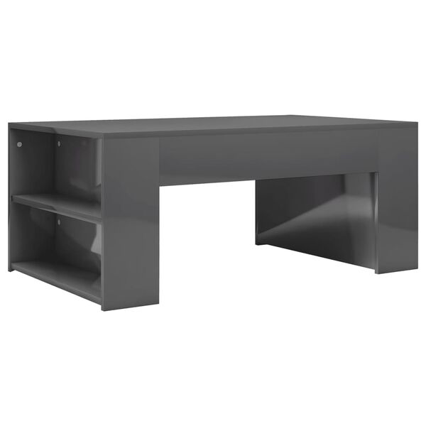 vidaXL Coffee Table High Gloss Grey 100x60x42 cm Engineered Wood