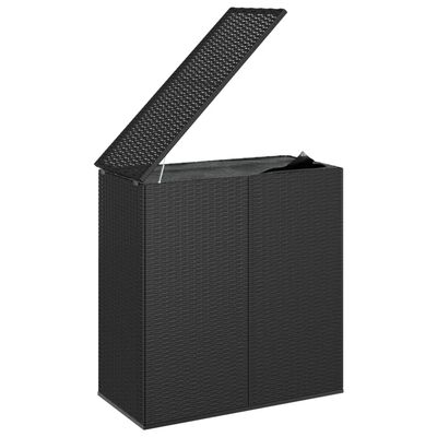 vidaXL Garden Cushion Box PE Rattan 100x49x103.5 cm Black