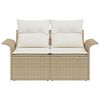 vidaXL Garden Sofa with Cushion Beige 141 x 62 x 69cm Poly Rattan