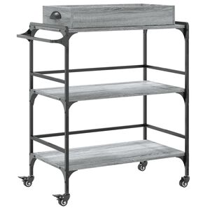 vidaXL Kitchen Trolley Grey Sonoma 81.5x41x92.5 cm Engineered Wood