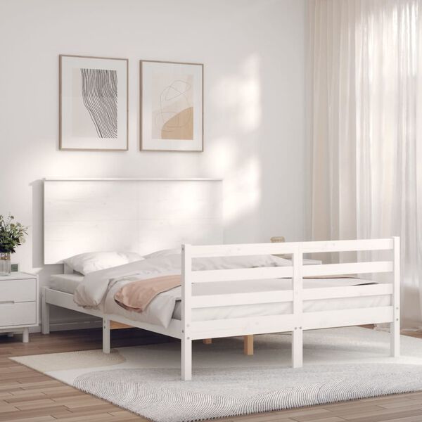 vidaXL Bed Frame without Mattress White 140x190 cm Solid Wood