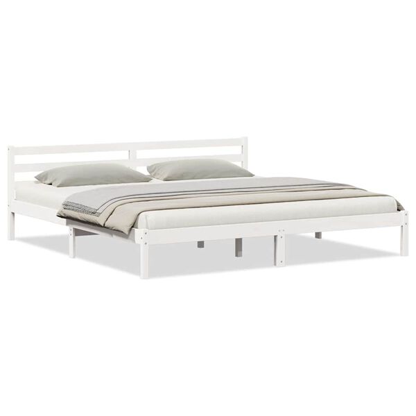 vidaXL Bed Frame White 215.5 x 205.5 x 69.5 cm Solid Pine Wood