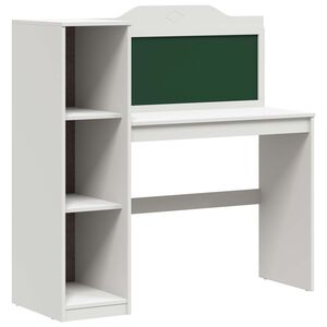 vidaXL Desk with Open Storage and Chalkboard with Shelf ROROS White