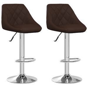 vidaXL Bar Stool | Set of 2 | Brown | Faux leather, chromed steel | Standard