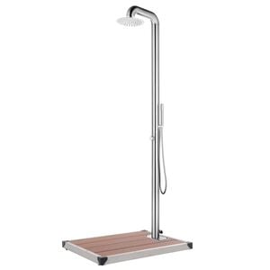 vidaXL Garden Shower with Brown Base 230 cm Stainless Steel