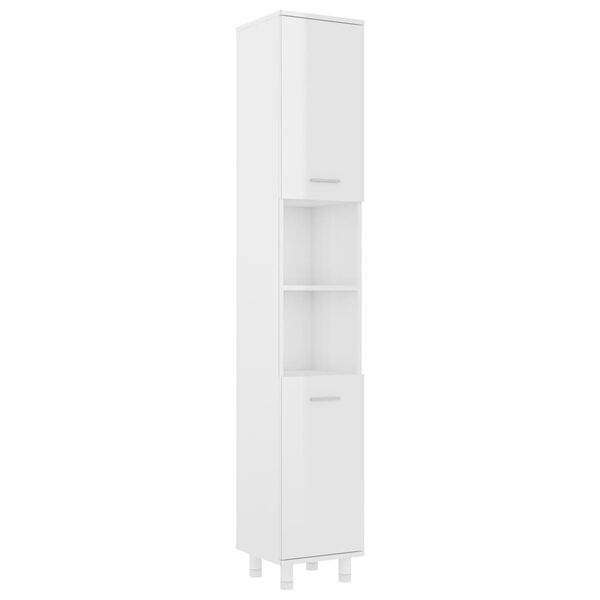 vidaXL Bathroom Cabinet High Gloss White 30x30x179 cm Engineered Wood