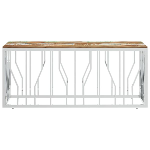vidaXL Coffee Table Silver Stainless Steel and Solid Wood Reclaimed