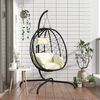 vidaXL Hanging Egg Chair with Cushion Cream White Poly Rattan&Steel