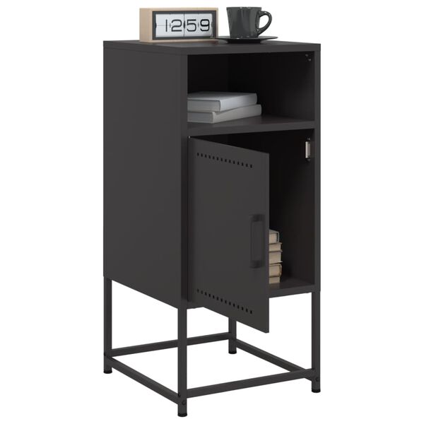 vidaXL Bedside Cabinets 2 pcs Black 36x39x78 cm Steel