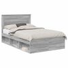 vidaXL Bed Frame with Drawer Grey Sonoma 135 x 190 cm Solid Pine Wood