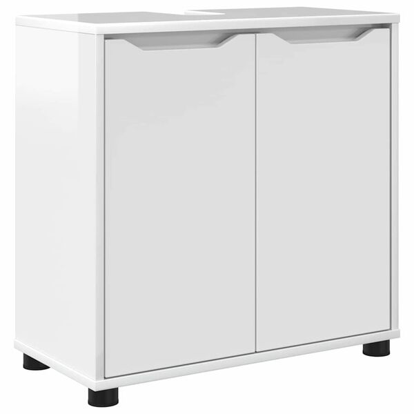 vidaXL Bathroom Basin Cabinet Manual High Gloss White 60 x 30 x 60 cm
