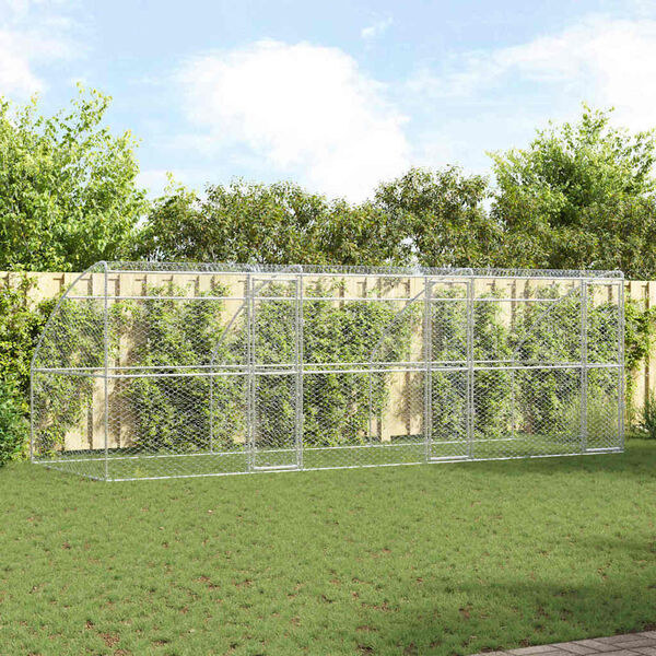 vidaXL Dog Kennel 3 pcs Silver 6 x 2 x 2 m Galvanised steel