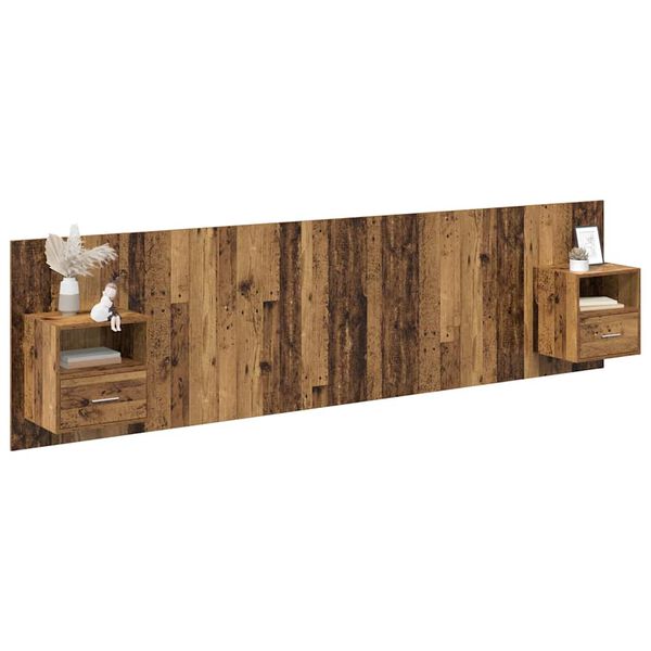 vidaXL Headboard with Cabinet 3 pcs Old Wood Engineered Wood