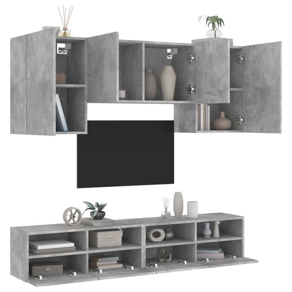 vidaXL 5 Piece TV Wall Units Concrete Grey Engineered Wood