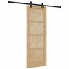 vidaXL Sliding Door Natural and Black 73.5 x 198.5 cm Solid Pine Wood